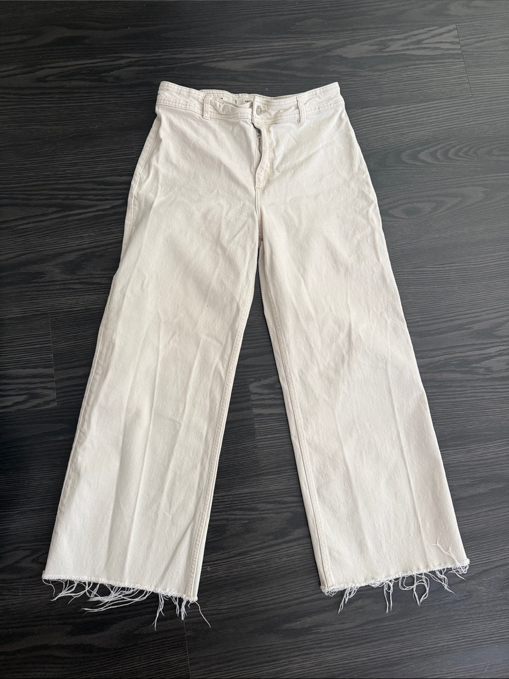 Mango White Cropped Ankle Jeans